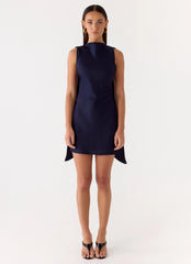 Cerina High Neck Mini Dress - Navy