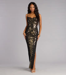 Brookelle Sequin Slit Formal Dress