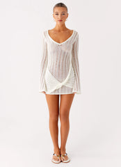Sorelle Long Sleeve Twist Mini Dress - Ivory