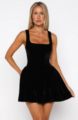 Midnight In Paris Velvet Mini Dress Black