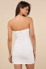 Dramatic Intent White Strapless Corset Bodycon Mini Dress