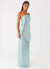 Lyric Sequin Maxi Dress - Turquoise