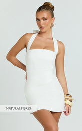 Tamika Mini Dress - Line Mini Dress in Off White