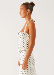 Breanne Top - White Polka Dot