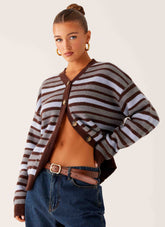 Charlie Oversized Cardigan - Tawny Stripe