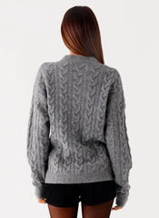 Frawley Cable Knit Cardigan - Grey