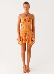 Ampolia Halter Mini Dress - Orange