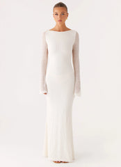 Ethereal Long Sleeve Maxi Dress - Ivory
