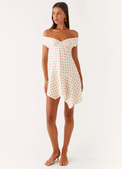 Alma Mini Dress - White Red Polka Dot