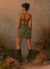 Celosia Beaded Mini Dress - Khaki