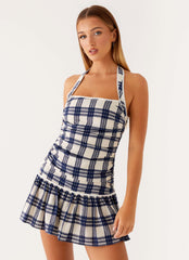 Kaylen Mini Dress - Navy Check Seersucker