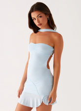Pari Open Back Mini Dress - Pastel Blue