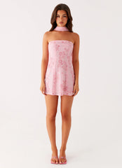 Kiesha Strapless Scarf Mini Dress - Pink