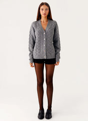 Frawley Cable Knit Cardigan - Grey