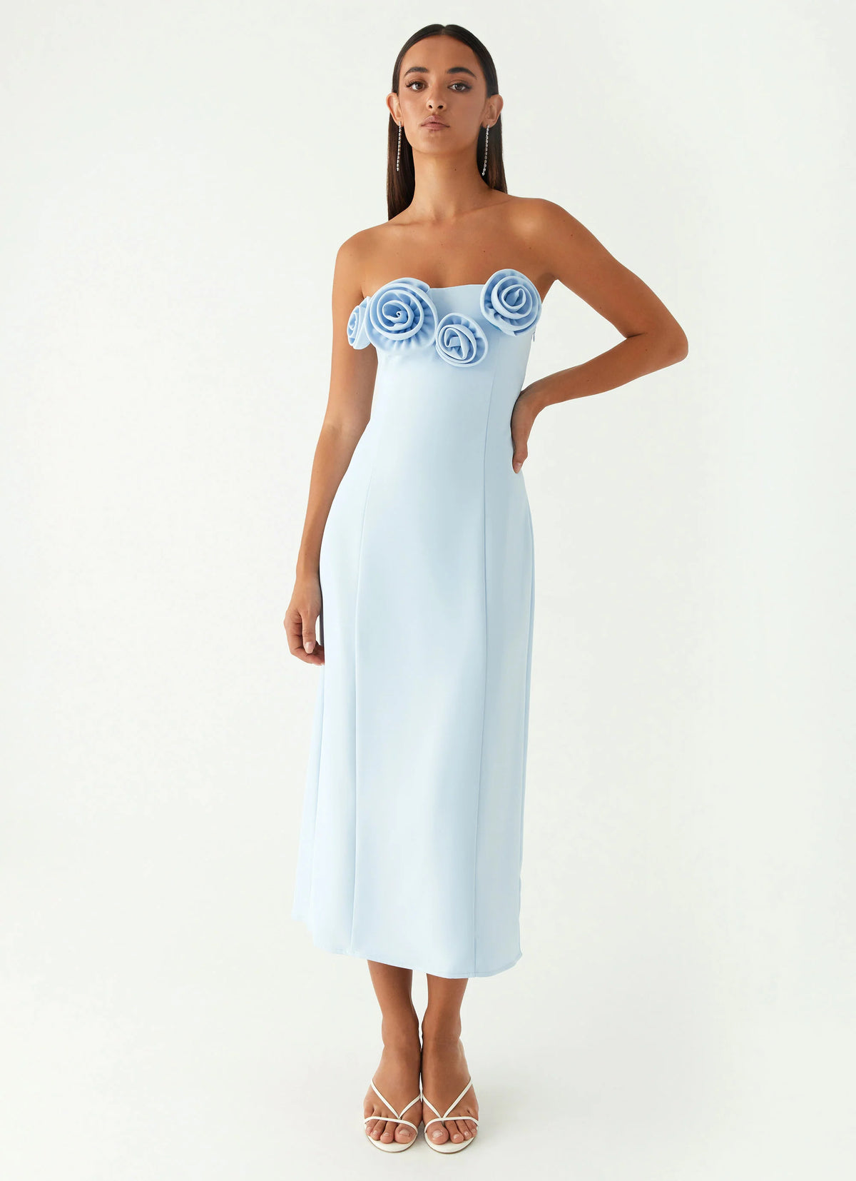 Patsie Strapless Midi Dress - Blue