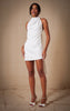 Premium White Woven Tie Halter Neck Dress