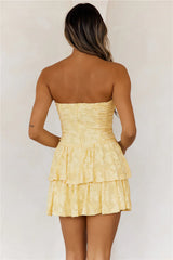 Desert Bloom Strapless Mini Dress Yellow