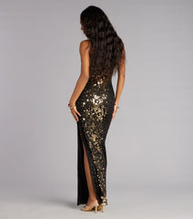 Brookelle Sequin Slit Formal Dress