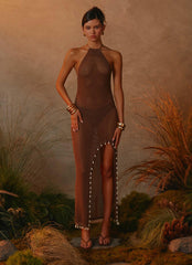Fennella Beaded Maxi Dress - Chocolate