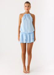 Parade Halter Mini Dress - Baby Blue