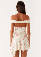 Alma Mini Dress - White Red Polka Dot