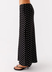 Breanne Midi Skirt - Black Polka Dot