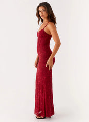 Rosa Corset Maxi Dress - Red