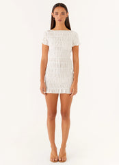 Rita Ruched Mini Dress - White