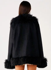 Carmelita Faux Fur Trim Jacket - Black