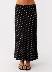Breanne Midi Skirt - Black Polka Dot