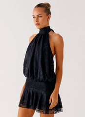 Willow Lace Mini Dress - Black Lace