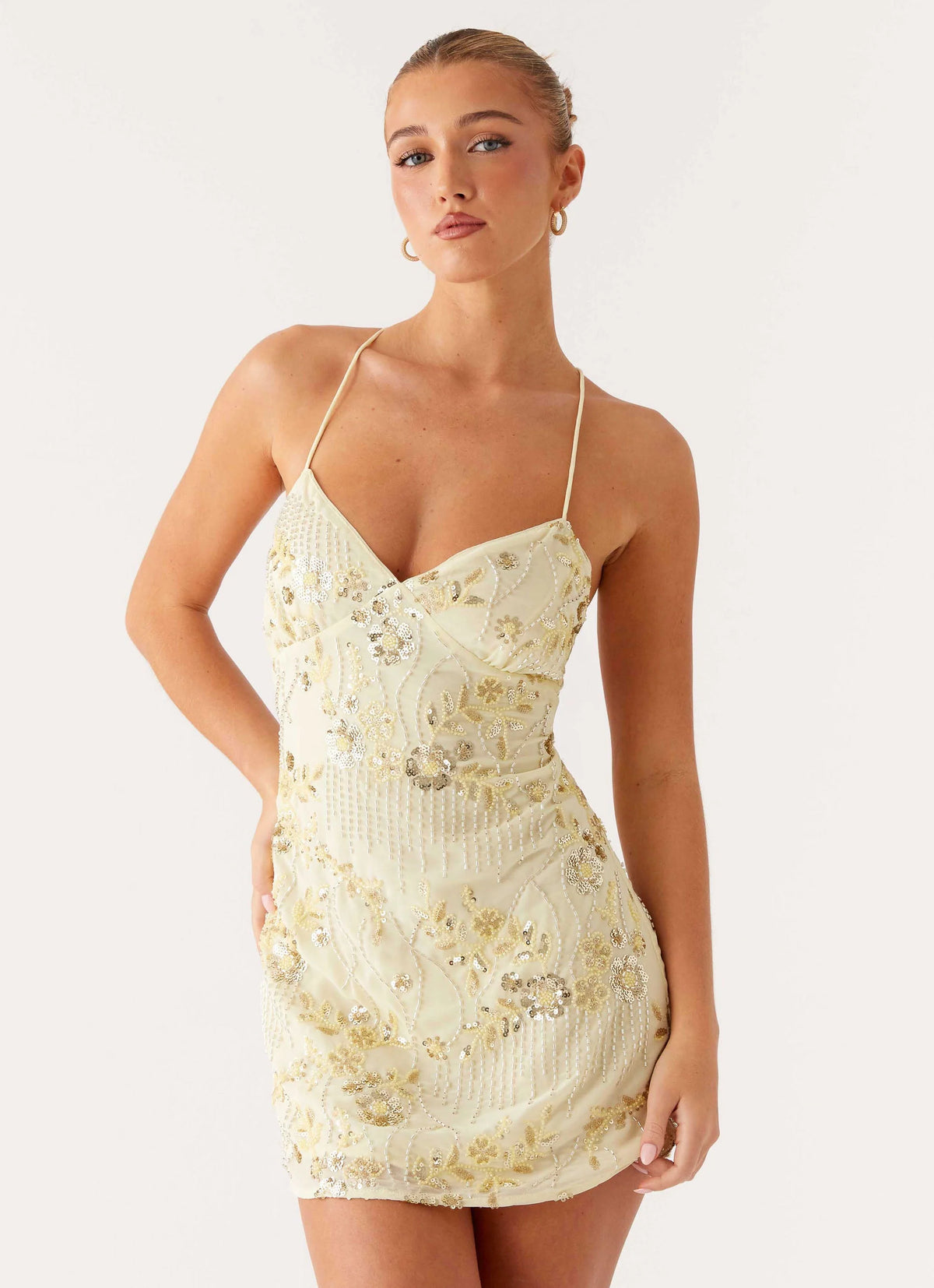 Vietta Sequin Cami Mini Dress - Yellow