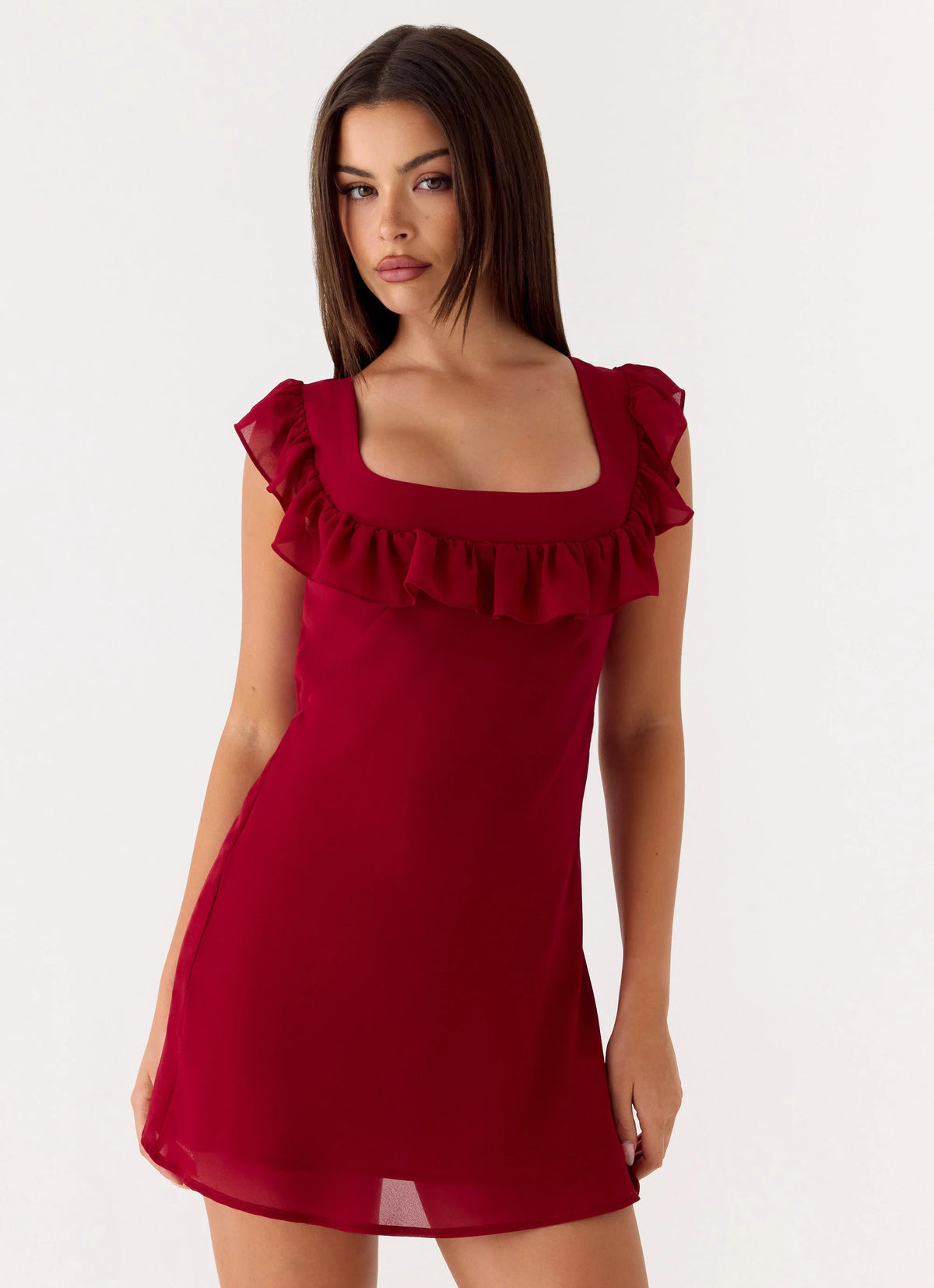 Malina Mini Dress - Deep Red