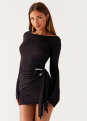 Niella Long Sleeve Wrap Mini Dress - Black