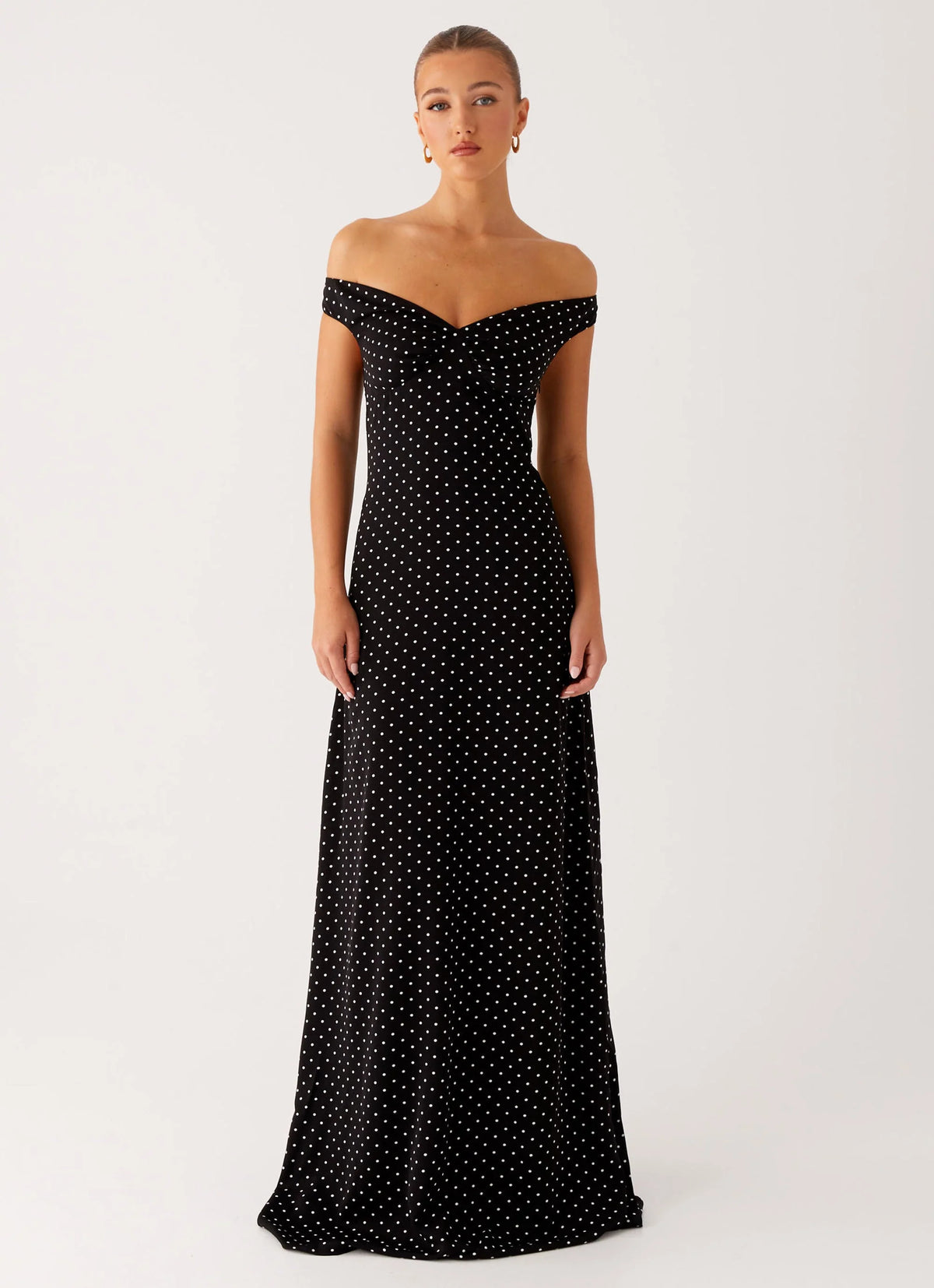 Melany Maxi Dress - Black Polka Dot