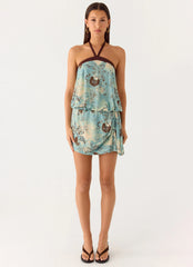 Switch Up Halter Mini Dress - Aqua Blur
