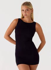 Amaris Knit Mini Dress - Black